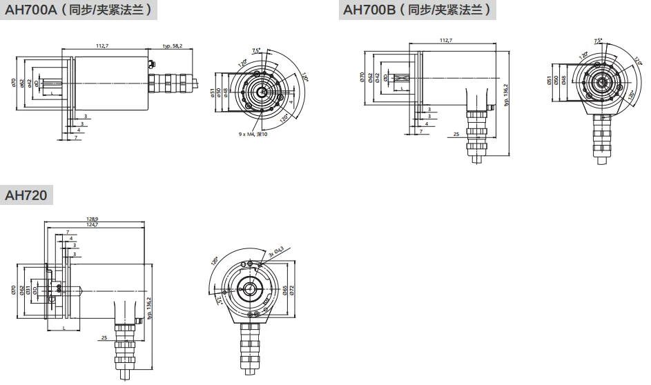 AH70E、AH700、AH720不锈钢重载型编码器-西威迪编码器